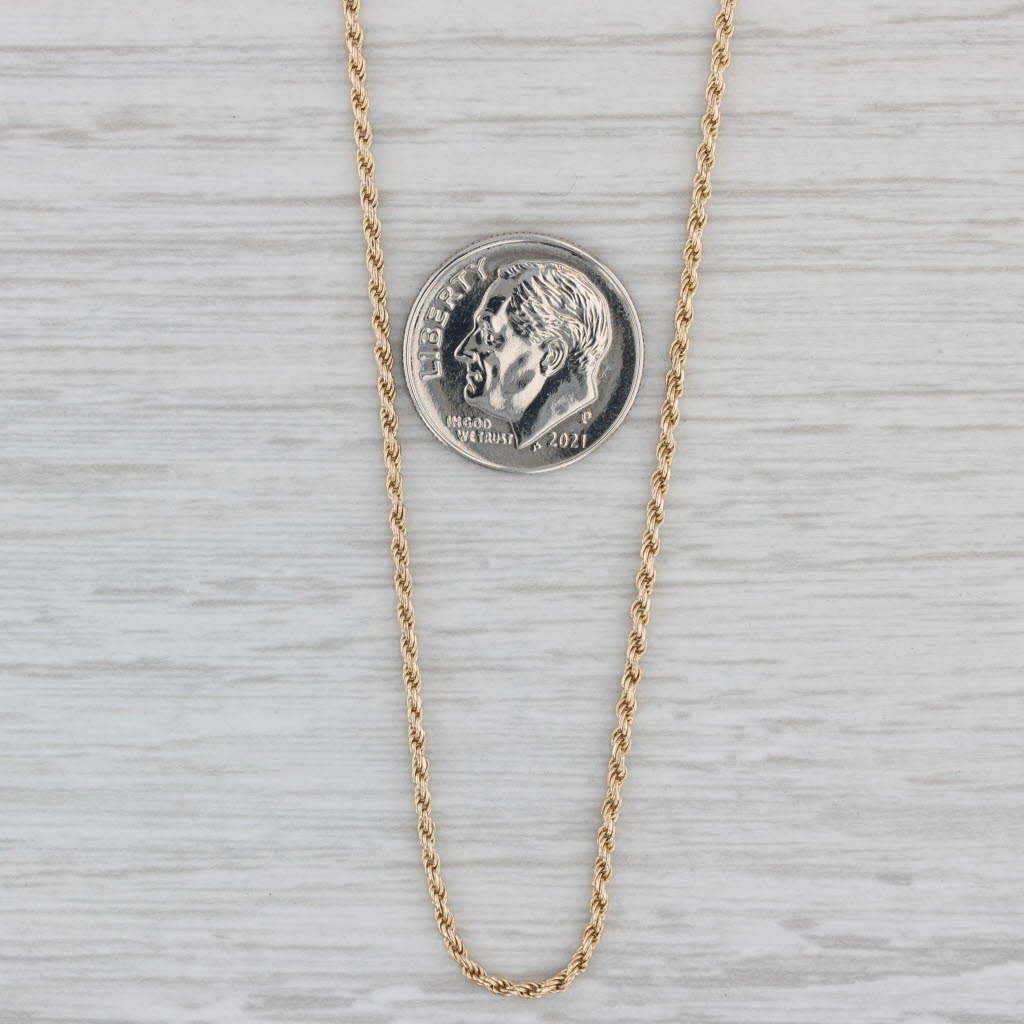 24 1.4mm Rope Chain Necklace 14k Yellow Gold Lobster Clasp