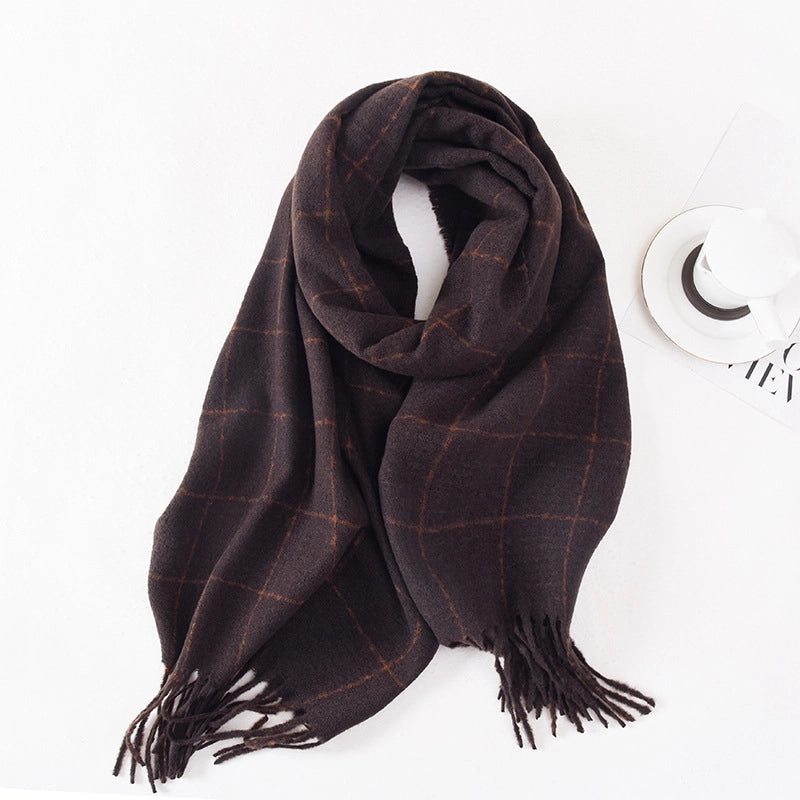 Women's Basic Plaid Imitation Cashmere Polyester Scarf