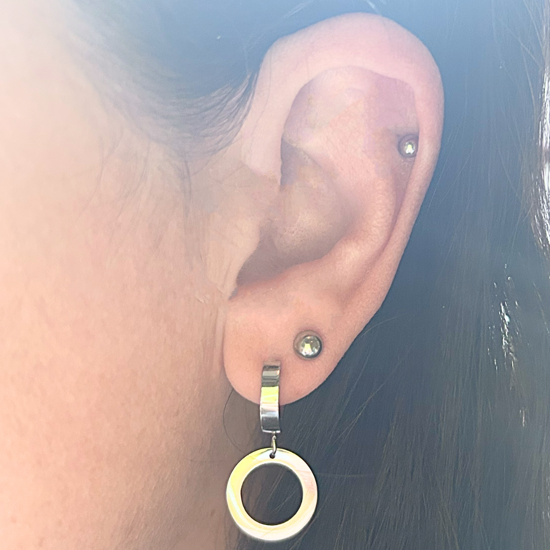 Dangled circle hoops - Silver