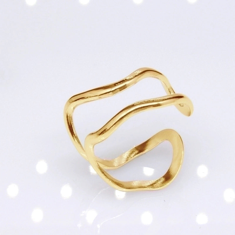 Retro Geometric Titanium Steel Plating Open Ring 1 Piece