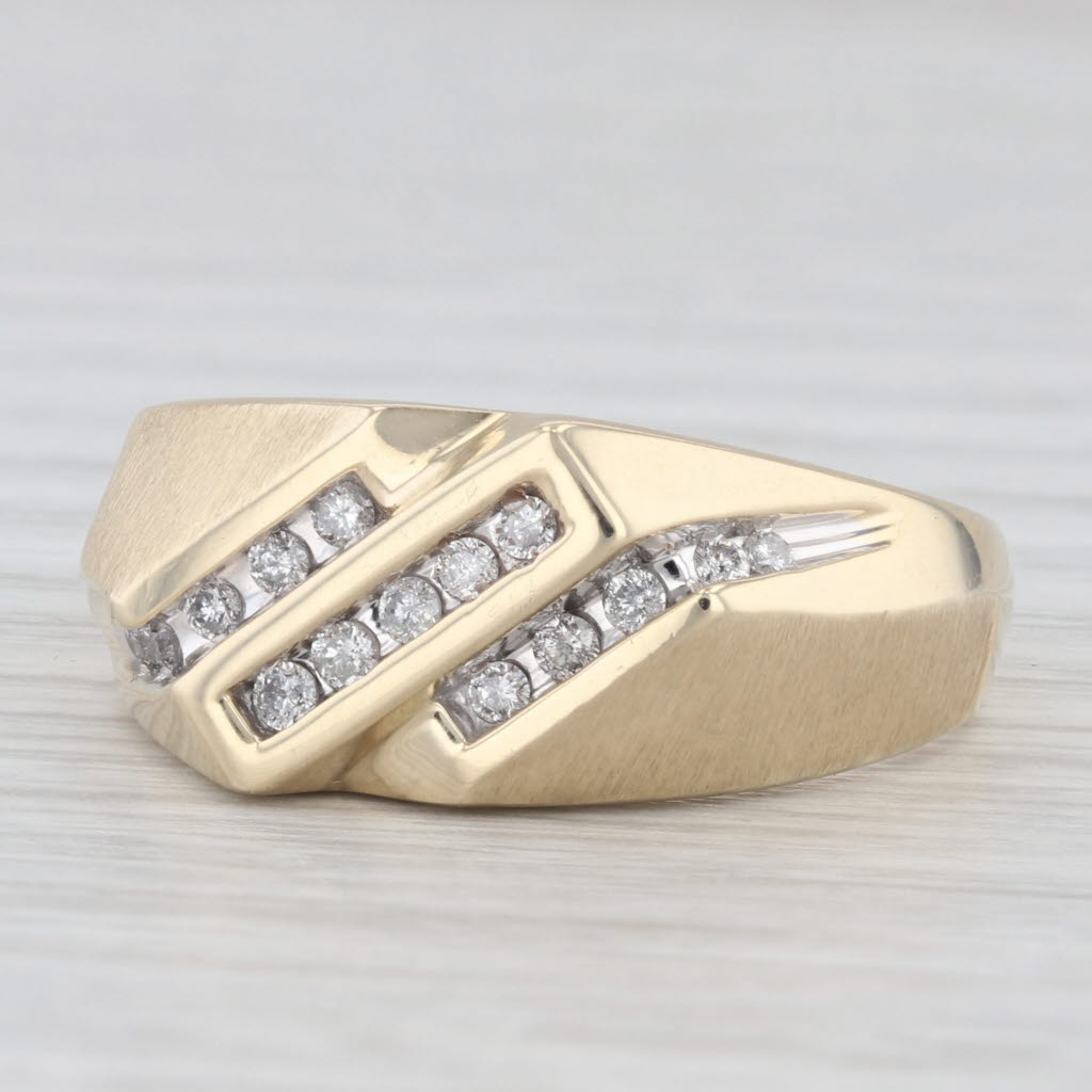 0.25ctw Diamond Men's Ring 10k Yellow Gold Size 10.75 Wedding Band