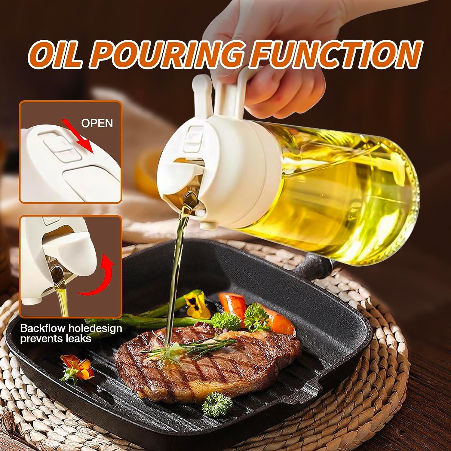 2-in-1 Premium Glass Oil Sprayer for Cooking