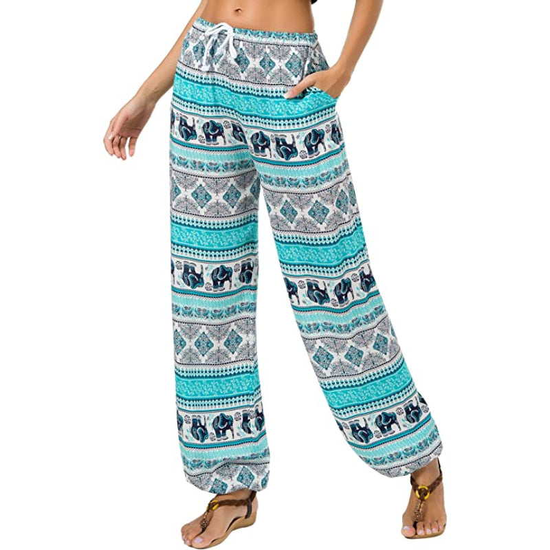 Women's Floral Print Boho Yoga Pants Harem Pants