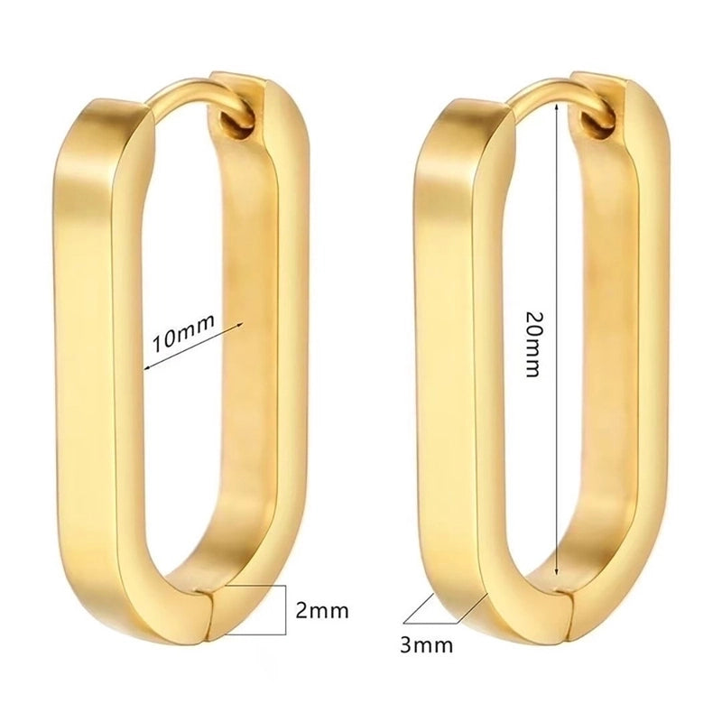 1 Pair Minimalist Oval Plating Stainless Steel Earrings