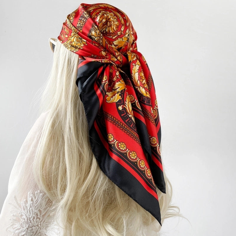 Women's Vintage Style Printing Satin Printing And Dyeing Dyeing Silk Scarf Kerchief Bandanas