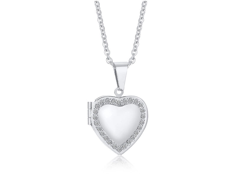 Fashion Heart Shape 201 Stainless Steel Artificial Diamond Plating Inlay Stainless Steel Necklaces