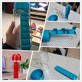 GENERIC 600ML PORTABLE WATER BOTTLE WITH PILL BOX ORGANIZER