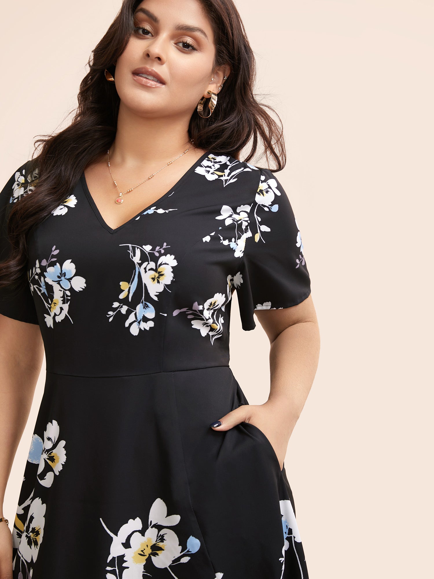 Silhouette Floral Print Split Hem Dress