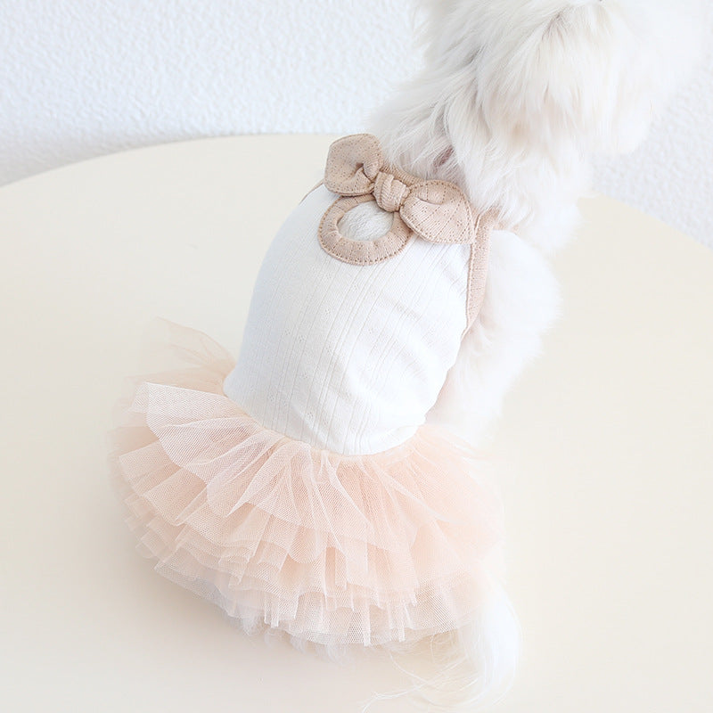 Contrast Color Sweet Bow Dog Cat Dress