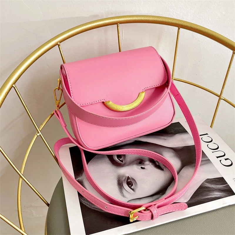 Women's Small Pu Leather Solid Color Basic Magnetic Buckle Handbag