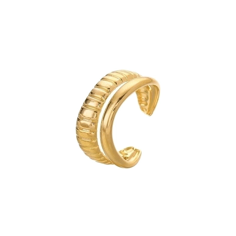 Fashion Geometric 304 Stainless Steel 18K Gold Plated Plating Open Ring