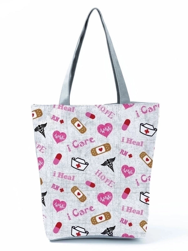 Women's Basic Letter Polyester Shopping Bags