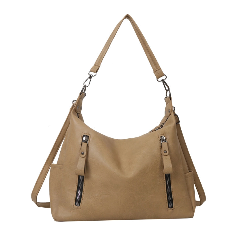 Women's Pu Leather Solid Color Streetwear Square Zipper Shoulder Bag Crossbody Bag