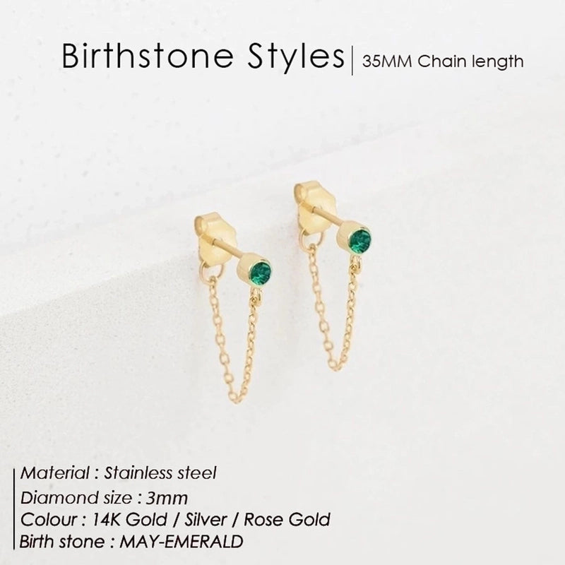 1 Pair Minimalist Geometric Inlay Stainless Steel Rhinestones 14K Gold Plated Rose Gold Plated Drop Earrings