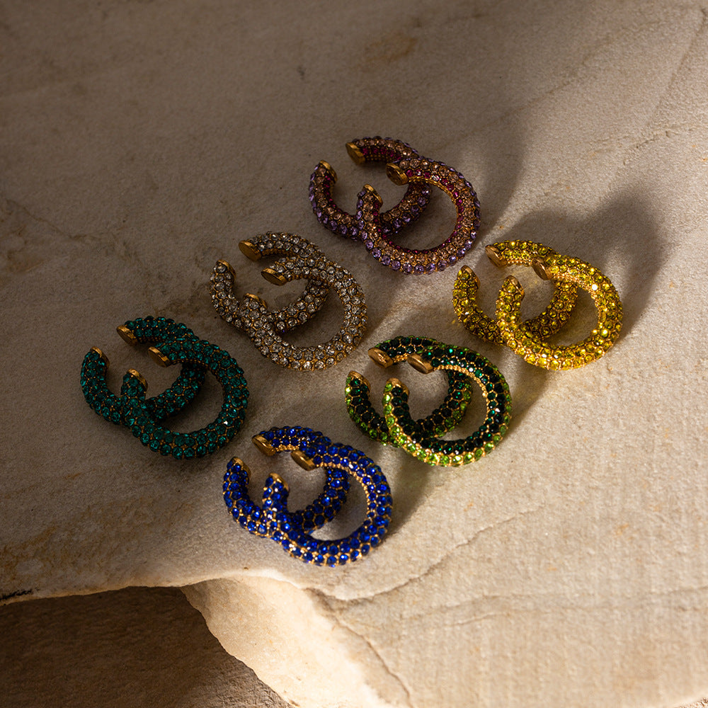 IG Style Snake Geometric Stainless Steel 18K Gold Plated Earrings