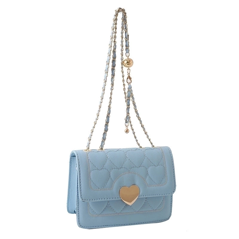Women's Small Pu Leather Solid Color Classic Style Square Flip Cover Shoulder Bag
