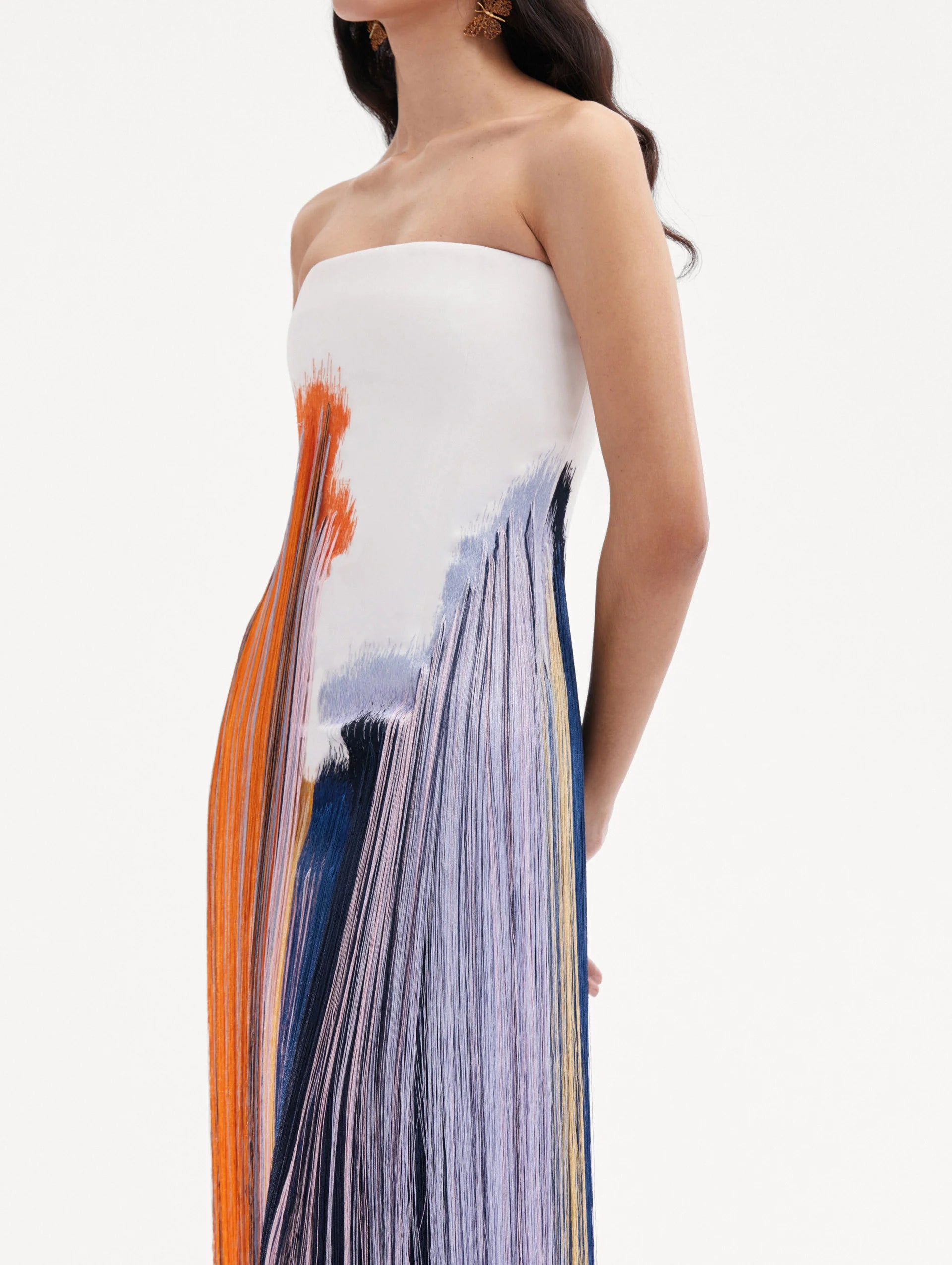 Elegant Strapless Fringe Cocktail Dress