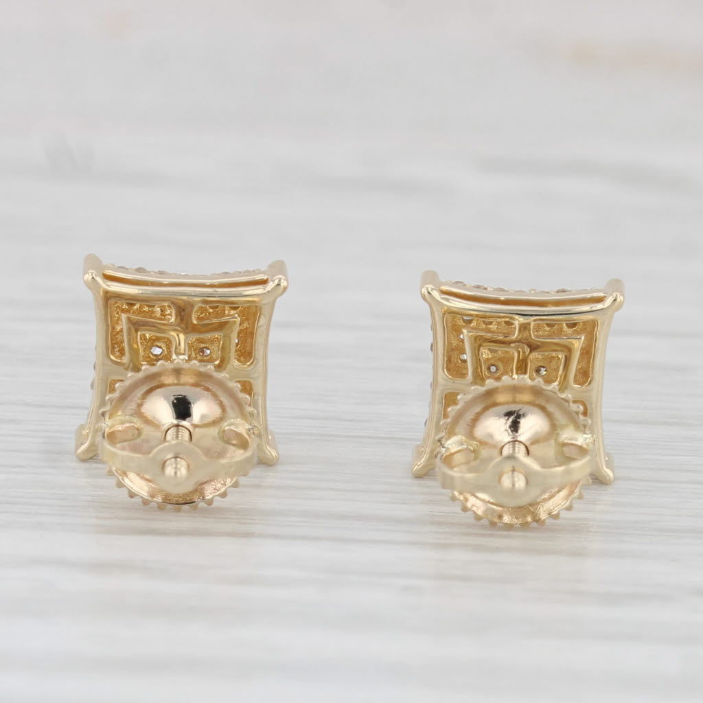 0.12ctw Pave Diamond Stud Earrings 10k Yellow Gold Screw Back Studs