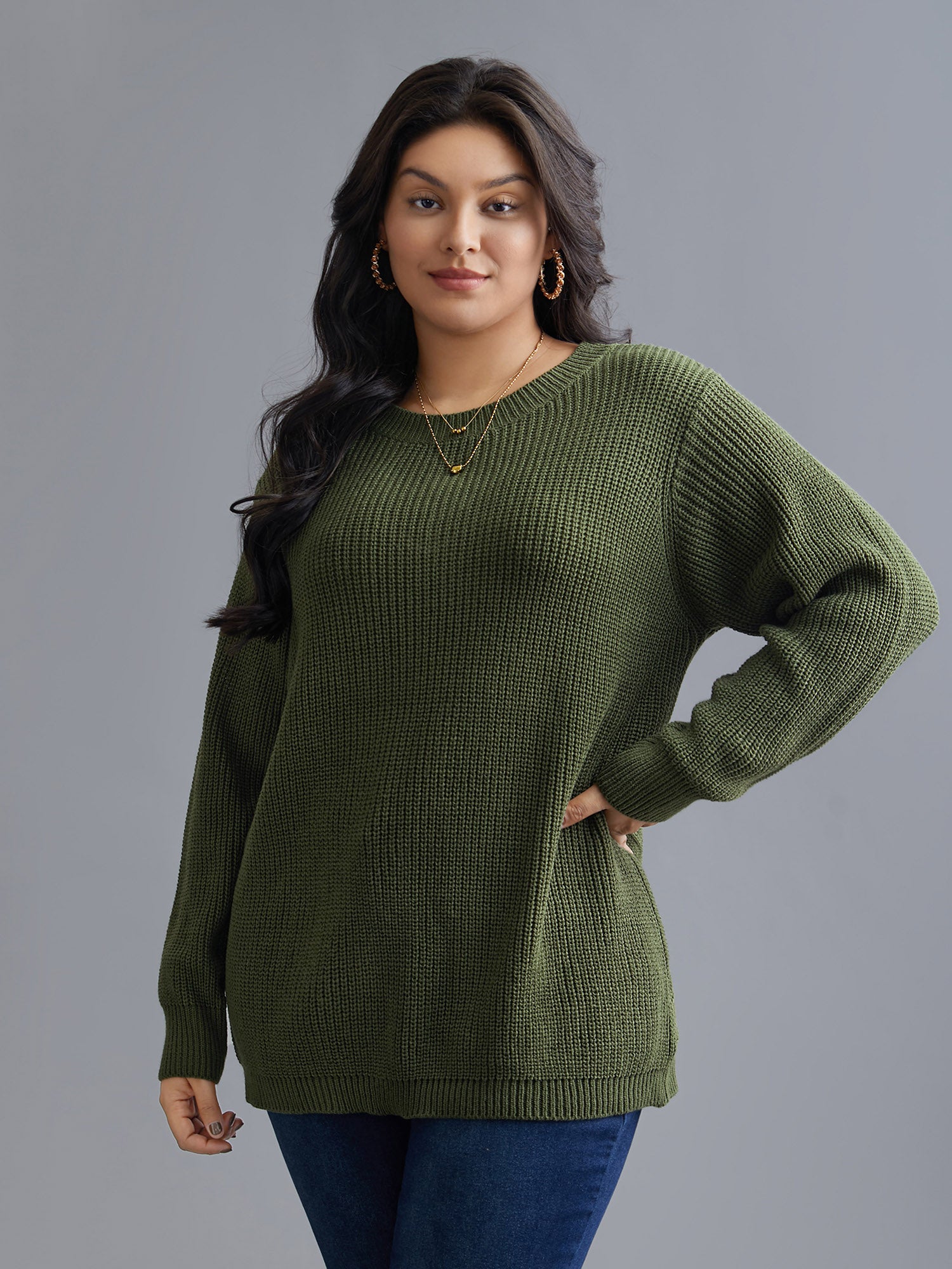 Plain Hollow Out Cable Knit Pullover