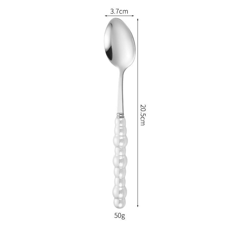 Ceramic Pearl Handle Stainless Steel Knife. Fork And Spoon Creative Light Luxury Western Food Hotel Steak Knife Dessert Spoon Tableware Suit
