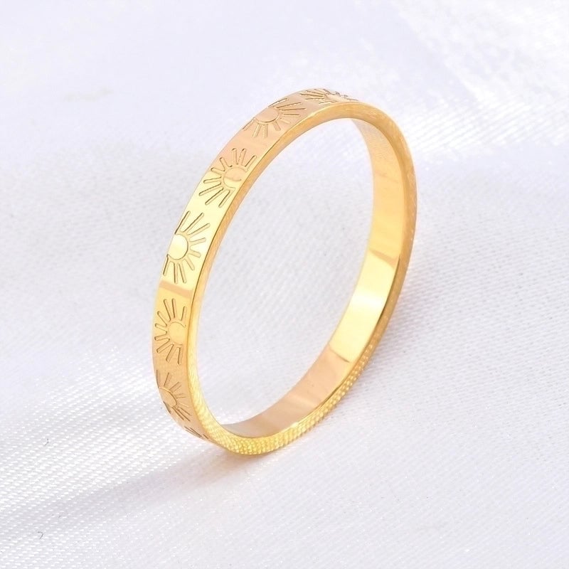 Minimalist Sun Solid Color Titanium Steel 18K Gold Plated Plating Rings