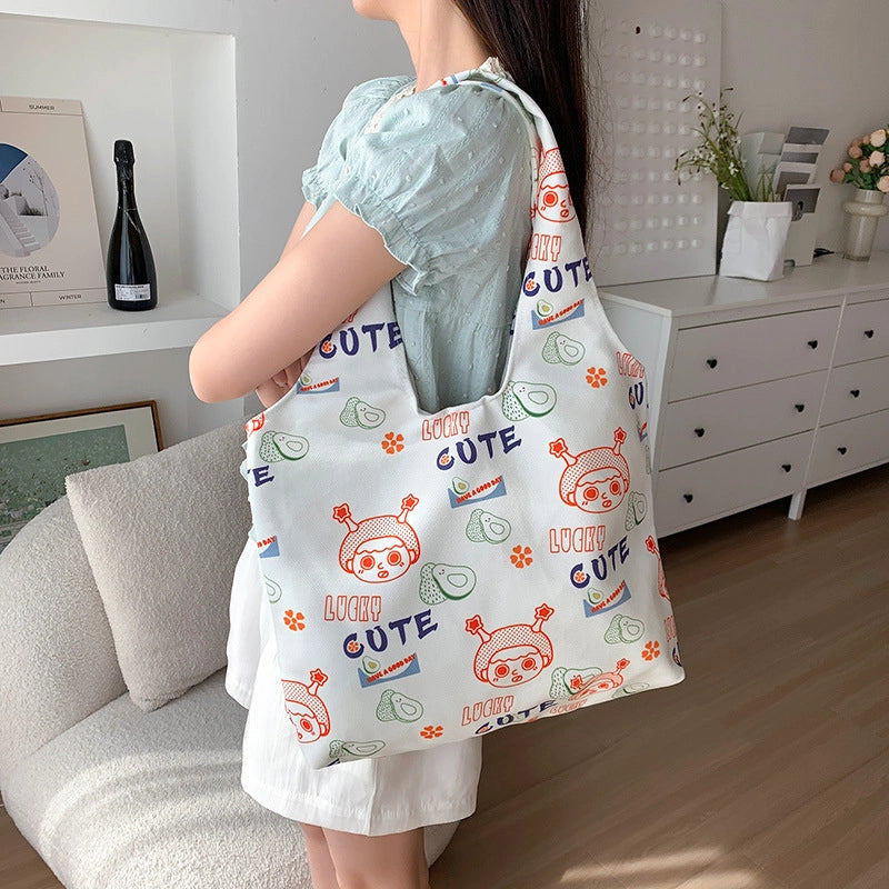 Women's Large Polyester Animal Letter Elegant Cute Streetwear Square Magnetic Buckle Tote Bag
