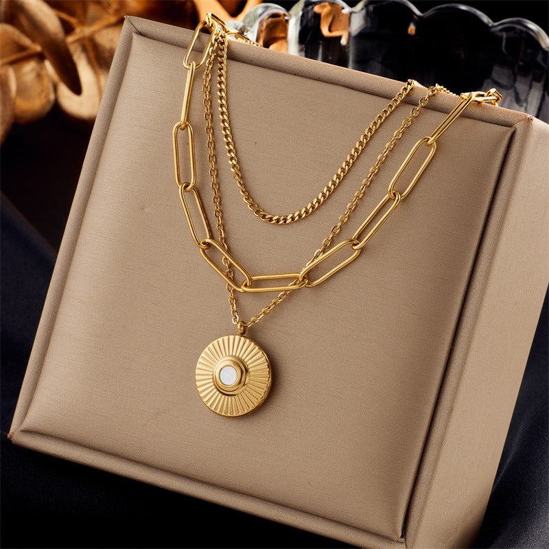 Fashion Heart Cross Irregular Titanium Steel Electroplating Necklaces