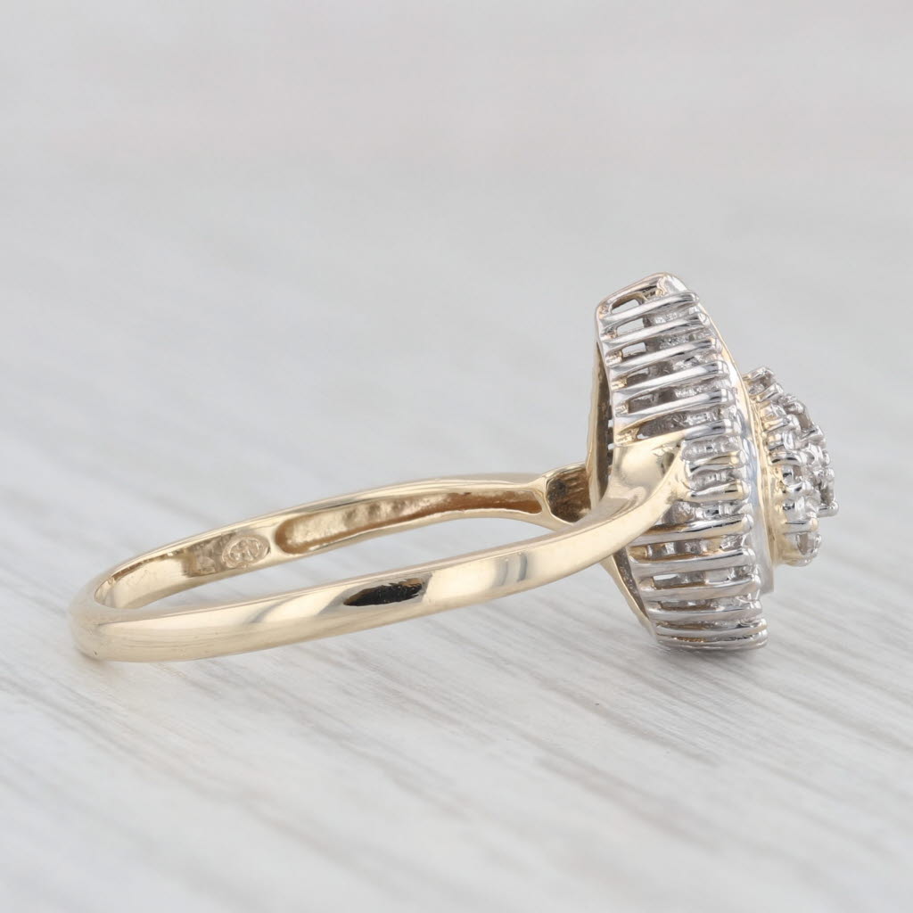 0.10ctw Pear Halo Engagement Ring 10k Yellow Gold Size 8.75