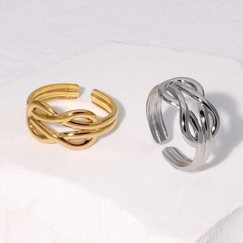 Fashion Geometric Solid Color 304 Stainless Steel 18K Gold Plated Plating Open Ring