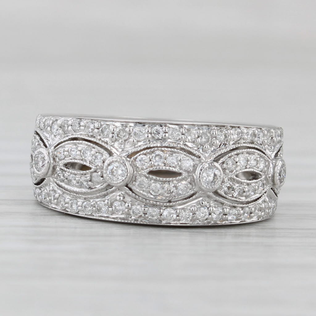 0.45ctw Open Work Diamond Ring 14k White Gold Size 5