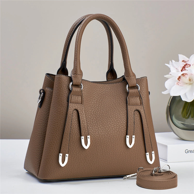 Women's Pu Leather Solid Color Basic Sewing Thread Bucket Zipper Handbag