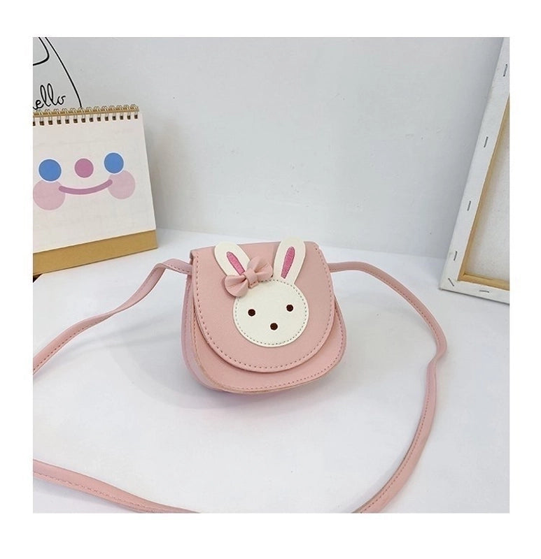 Girl's Small Pu Leather Rabbit Cute Square Magnetic Buckle Crossbody Bag