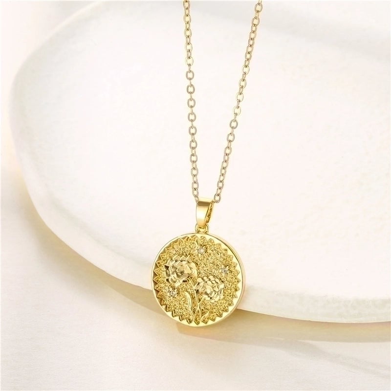 Stainless Steel Titanium Steel Fashion Inlay Plating Flower Chrysanthemum Lotus Zircon Pendant Necklace