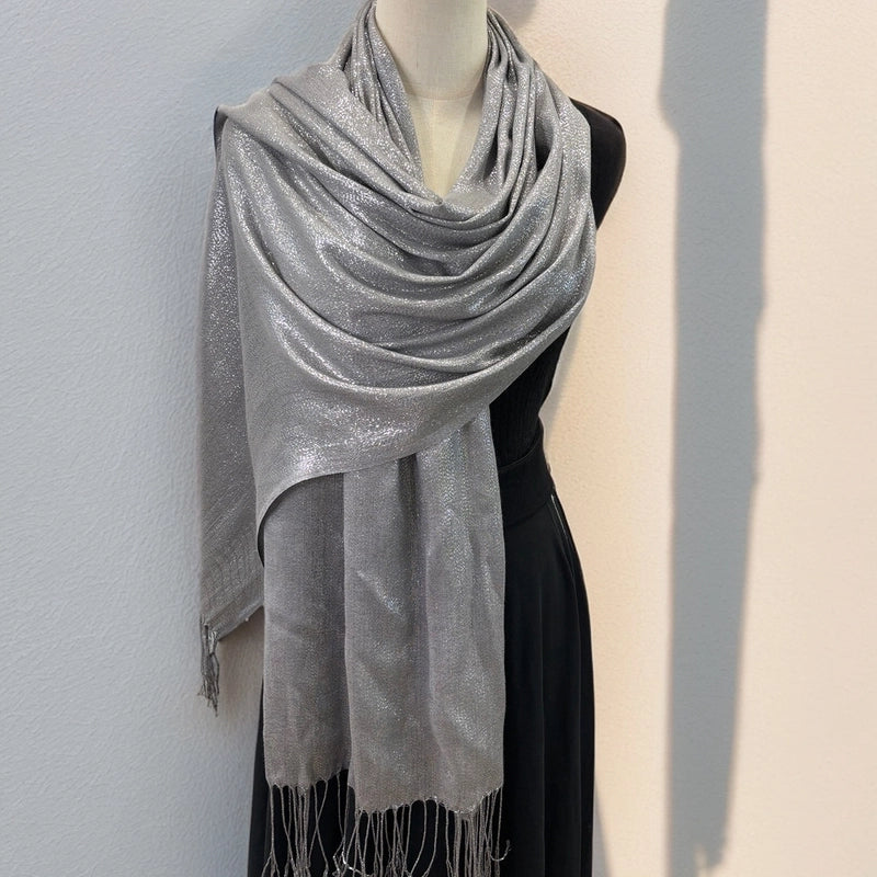 Exclusive For New Women's Shawl Autumn And Summer Women Tassel Silver Silk Ball Dinner Party Scarf