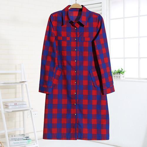 Long Plaid Shirt Dress