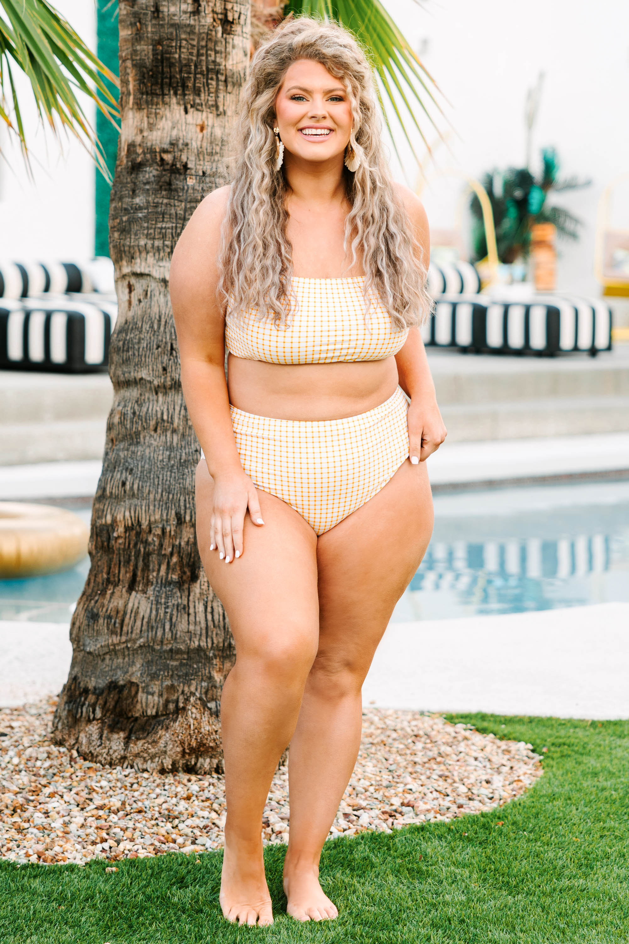 Feeling Fine And Sandy Swim Top. Gingham