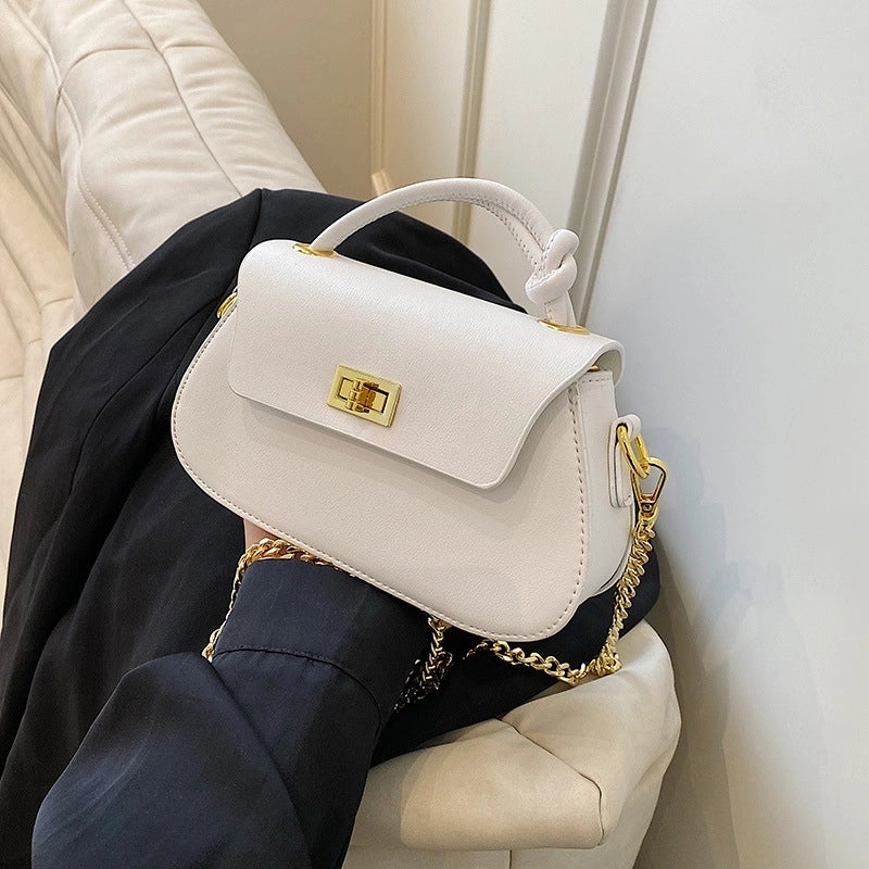 Women's Medium Pu Leather Solid Color Elegant Classic Style Lock Clasp Crossbody Bag