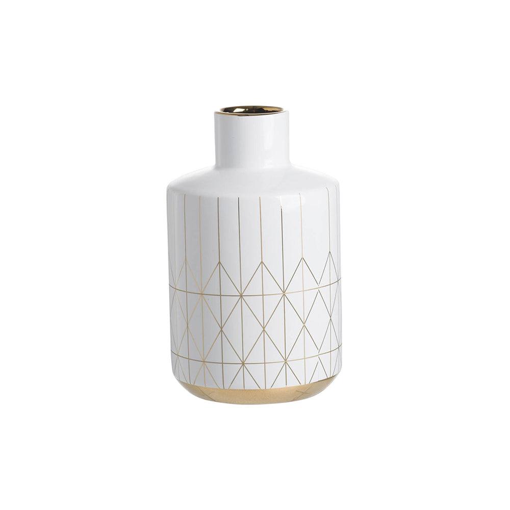 Versa Ceramic Vase Large - White & Gold