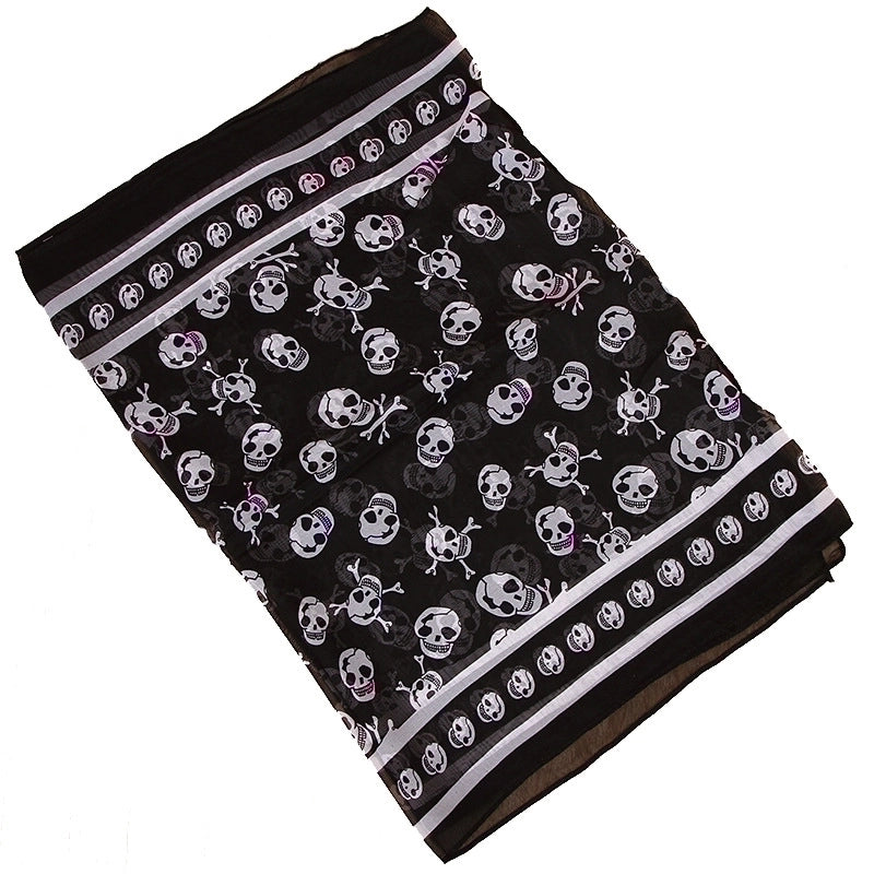 Women's Sweet Skull Chiffon Silk Scarf