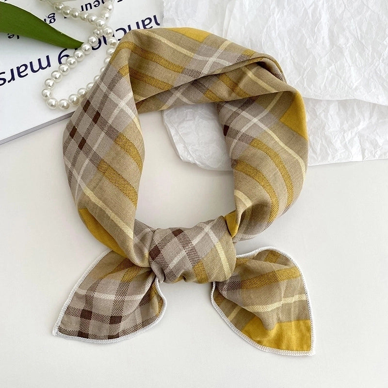 Women's Sweet Minimalist Color Block Cotton And Linen Printing Scarf