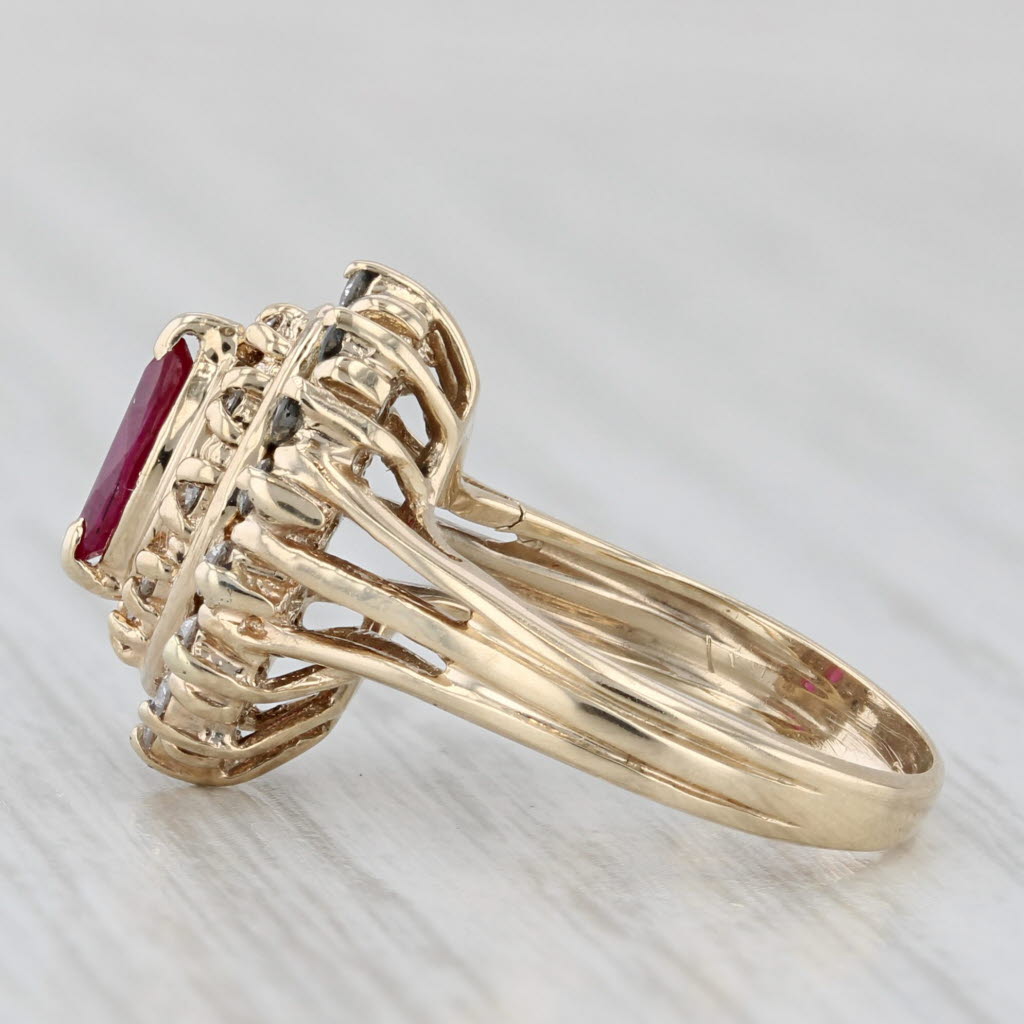 0.50ctw Ruby Diamond Halo Ring 14k Yellow Gold Size 2.75