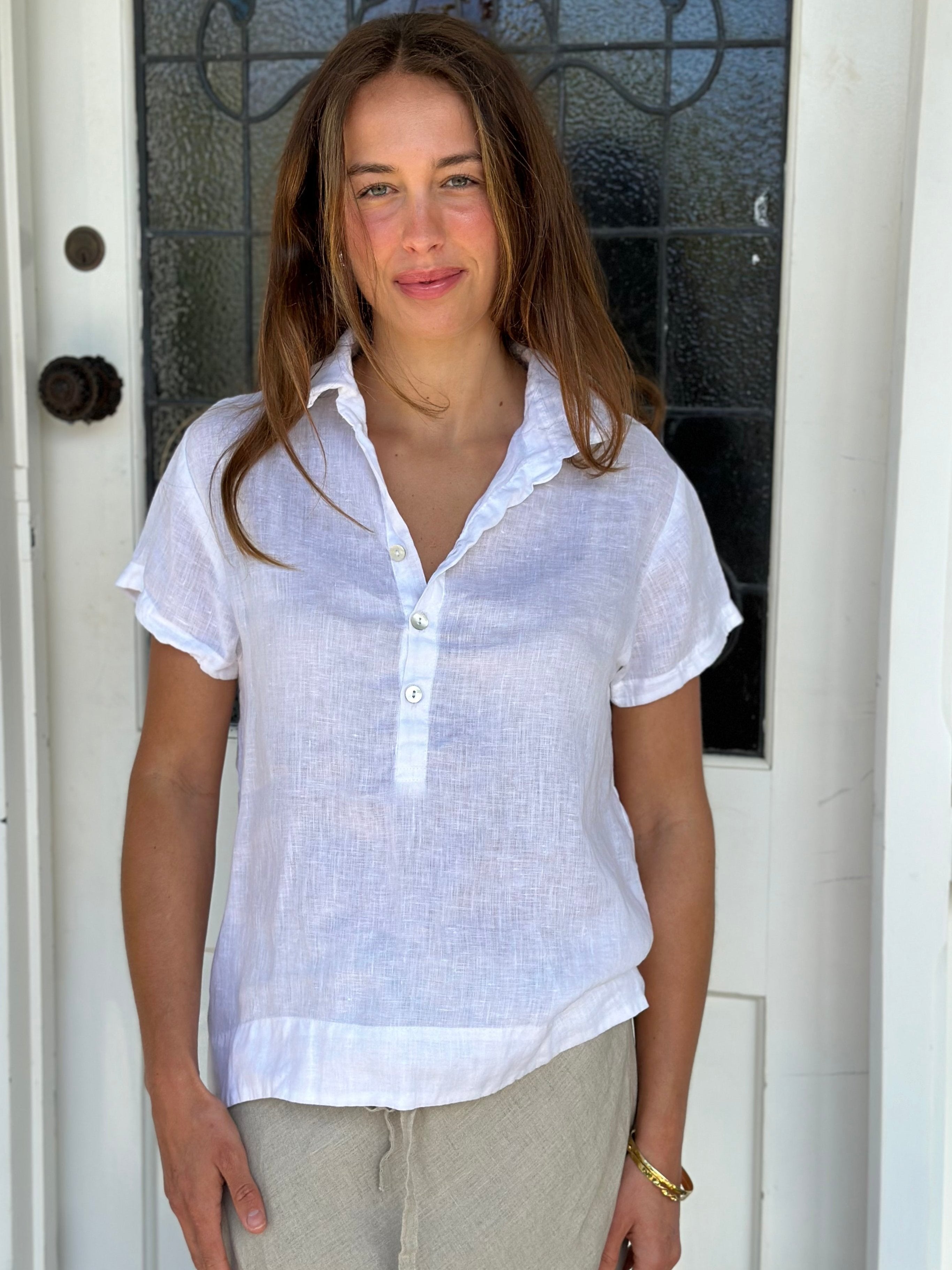 celia top -white linen