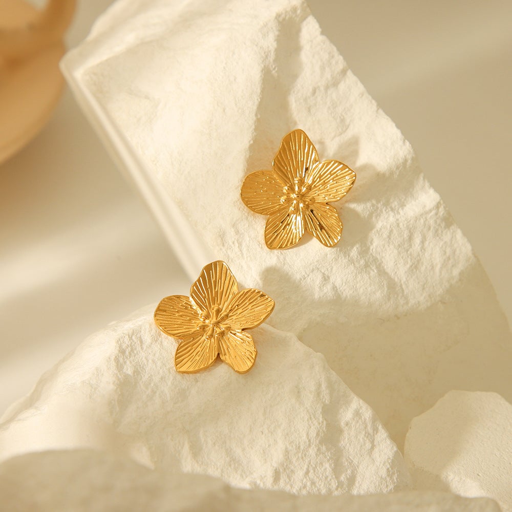 Petal Geometric Stainless Steel Electroplating Earrings