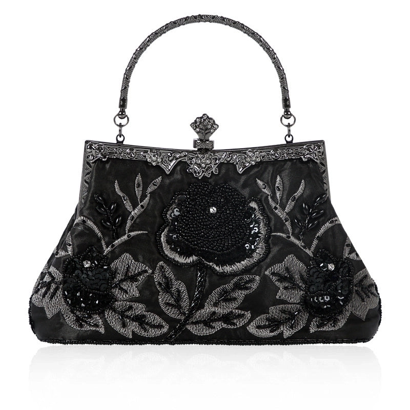Red Wine Red Purple Polyester Flower Square Evening Bags