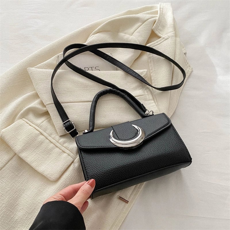 Women's Small Pu Leather Solid Color Streetwear Square Magnetic Buckle Shoulder Bag Handbag Crossbody Bag