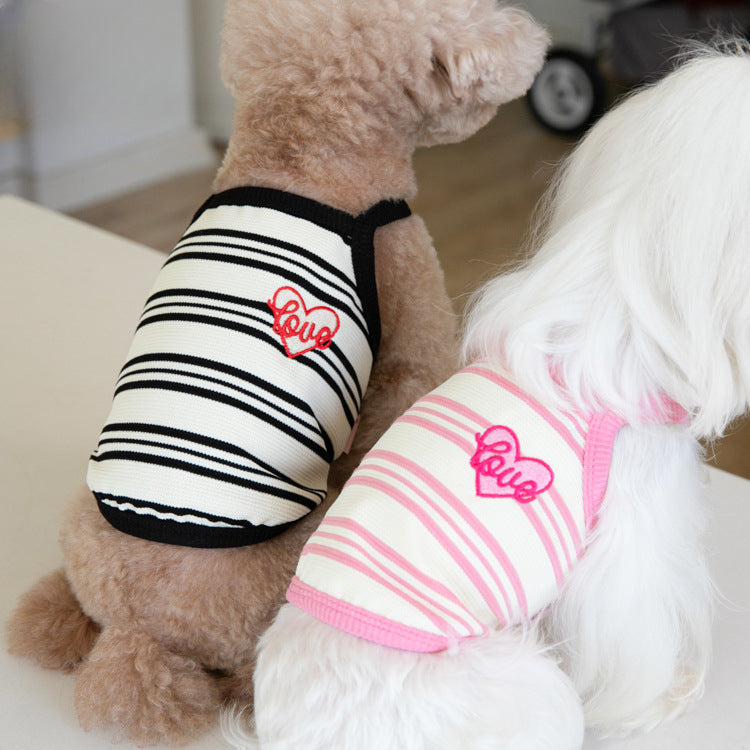 Sweet Heart Striped Dog Cat Cropped Vest