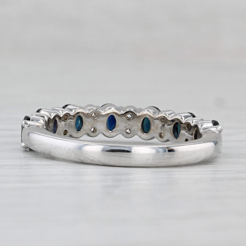 2.05ctw Blue Sapphire Diamond Ring 14k White Gold Size 8.75 Stackable Wedding