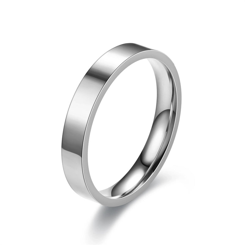 Exhibition Couple Ornament Japanese And Korean Simple 4mm Flat Stainless Steel Glossy Ring Titanium Steel Couple Ring Hand Jewelry Ornament