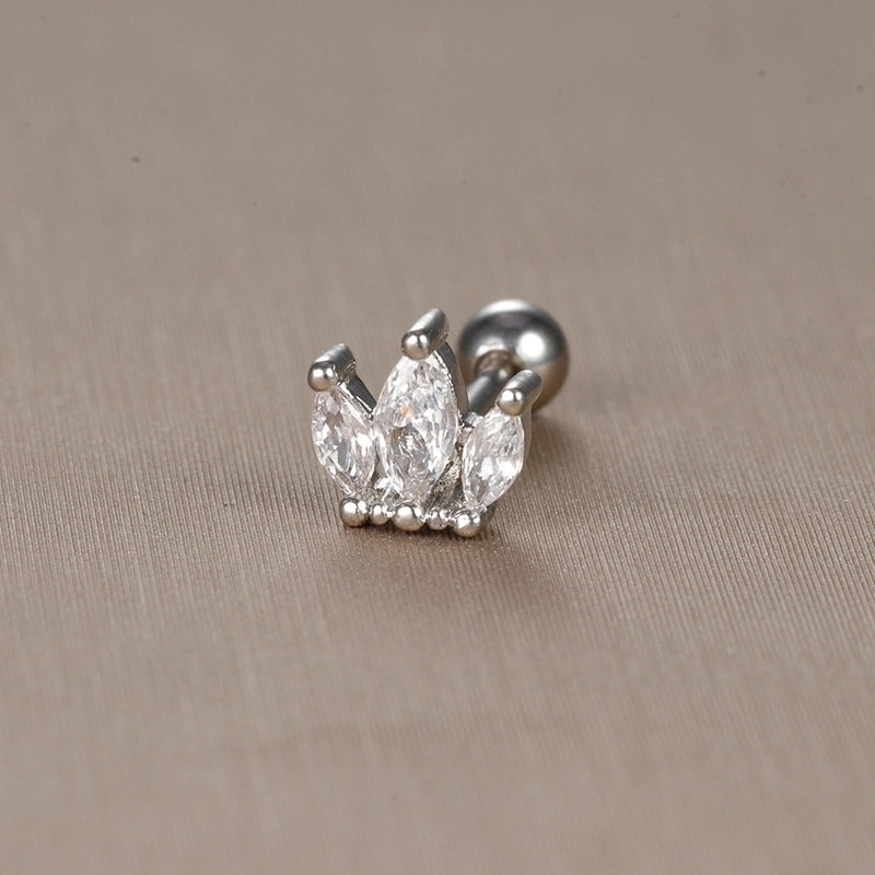 1 Piece Sweet Minimalist Flower Plating Inlay Titanium Steel Zircon Ear Studs