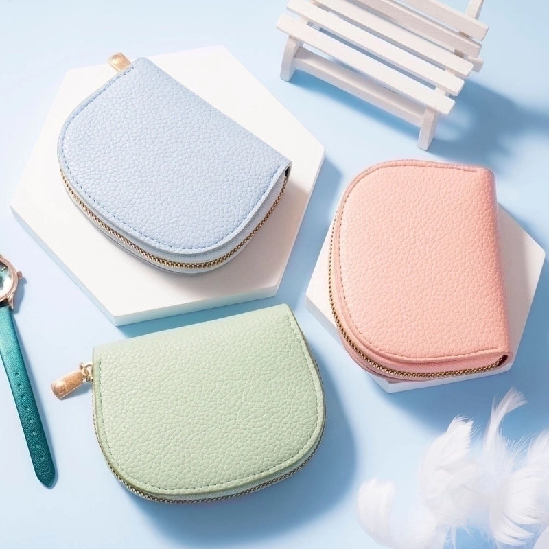 Unisex Solid Color Pu Leather Zipper Coin Purses